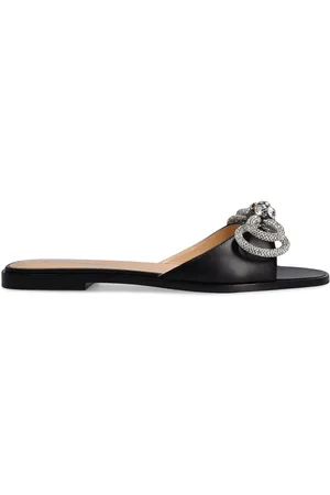 Mach & Mach 10mm Double Bow Leather Flat Sandals