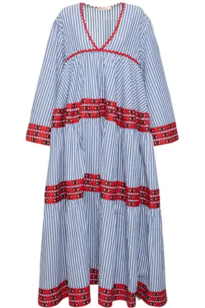 FLORA SARDALOS Striped Cotton Long Sleeve Maxi Dress