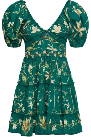 Agua by Agua Bendita Manzanilla Puff Sleeve Cotton Mini Dress