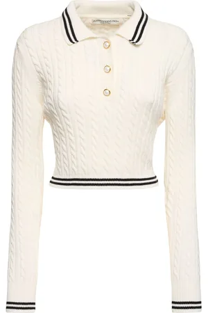 Alessandra Rich Cotton Blend Knit Polo Sweater