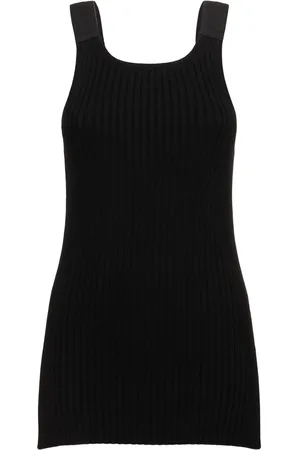 Helmut Lang Rib Knit Stretch Cotton Tank Top
