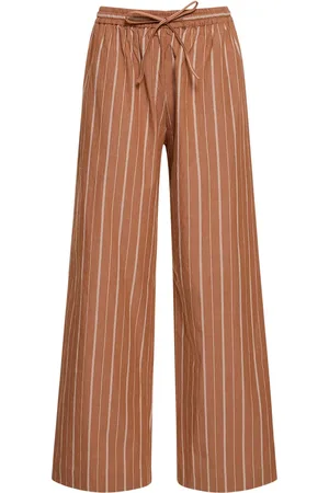 MATTEAU Striped Cotton & Linen Pants