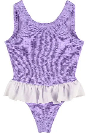 Hunza G Seersucker Swimsuit W/ Ruffles 7-12y