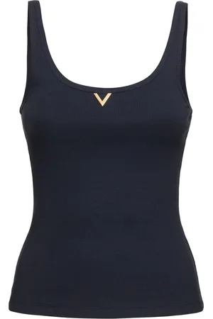 VALENTINO Ribbed Jersey Logo Tank Top