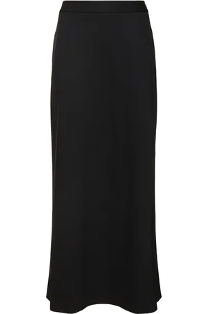 Alberta Ferretti Wool Blend Twill Long Skirt
