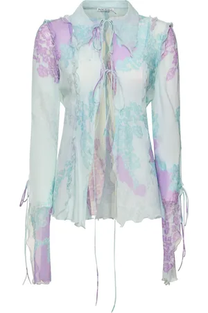 Acne Studios Printed Cotton & Silk Lace-up Shirt