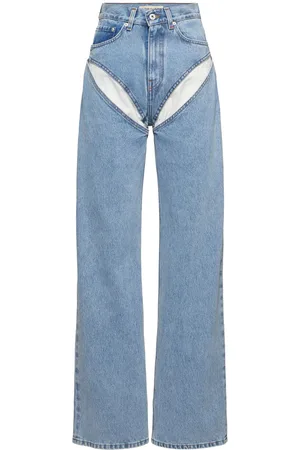 Y / PROJECT Denim Cutout High Rise Wide Jeans