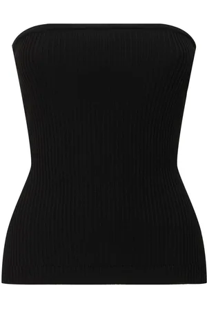 ANDREADAMO Ribbed Viscose Blend Knit Strapless Top