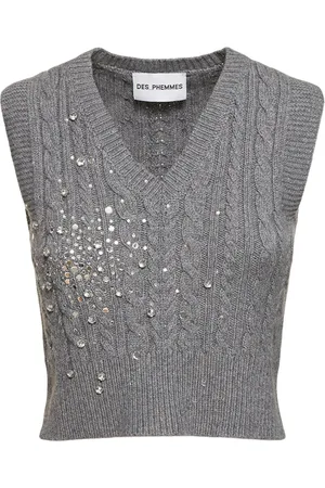 Des Phemmes Embellished Cropped Knit Vest