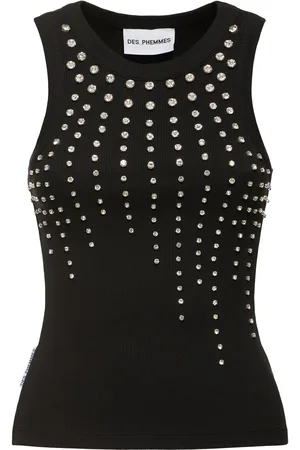 Des Phemmes Embellished Ribbed Jersey Tank Top