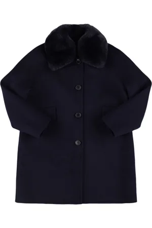 YVES SALOMON Wool Blend Coat W/ Fur