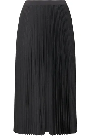 THEORY Pleated Wool Blend Midi Skirt