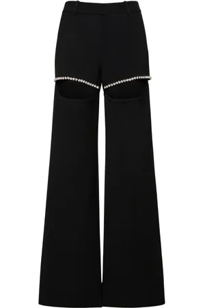 AREA Embellished Wool Wide Pants