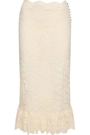 Paco rabanne High Rise Lace Flared Midi Skirt