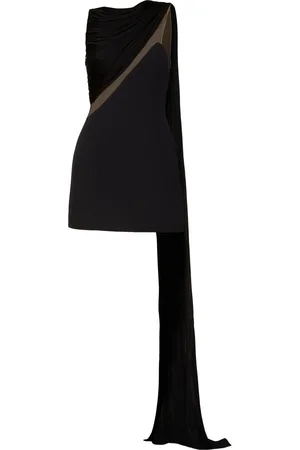 DAVID KOMA Draped Fluid Jersey & Tulle Mini Dress