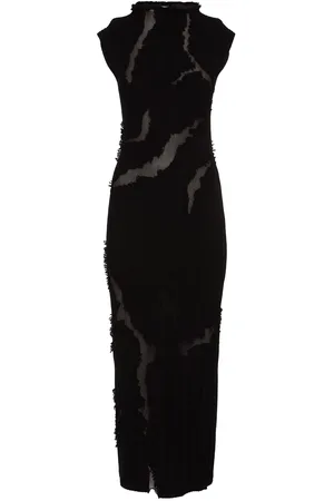 Alexander McQueen Destroyed Wool Blend Midi Dress