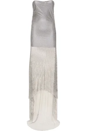 GIUSEPPE DI MORABITO Strapless Embroidered Mesh Long Dress