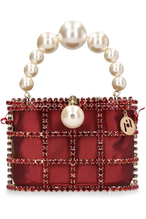ROSANTICA Holli Crystal & Pearl Box Top Handle Bag