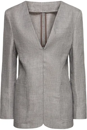 BETTTER Deep V Neck Back Slit Wool Blend Jacket