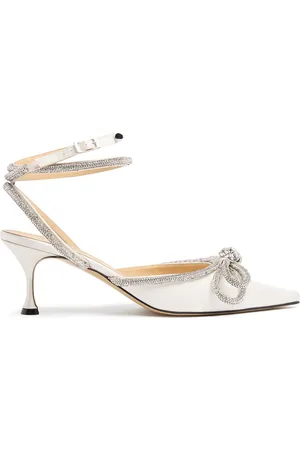 Mach & Mach 65mm Double Bow Silk Satin Pumps