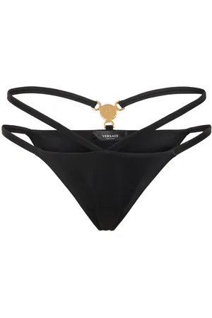 VERSACE Lycra Logo Double Strap Bikini Bottom