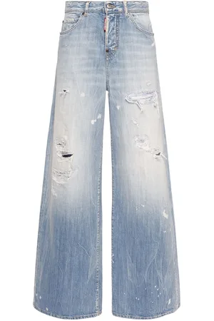 Dsquared2 Traveller Medium Rise Denim Wide Jeans