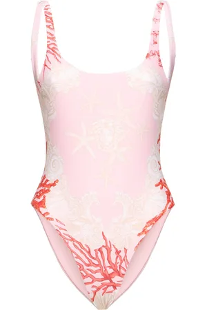 VERSACE Printed Coral Lycra One Piece Swimsuit