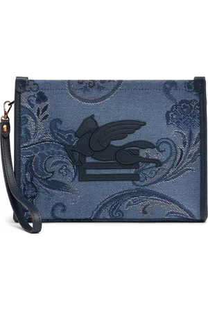 Etro Medium Fiore Denim Jacquard Pouch