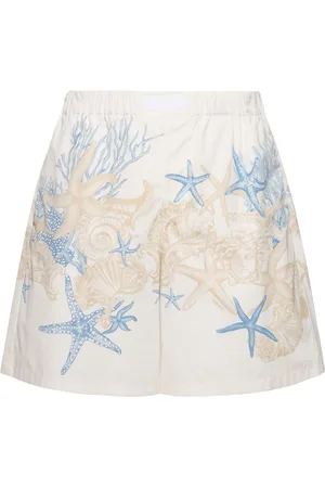 VERSACE Coral Print Cotton Shorts