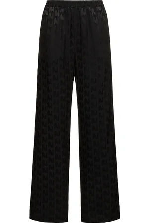 Msgm Monogram Fluid Viscose Straight Pants
