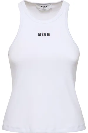 Msgm Cotton Jersey Logo Tank Top