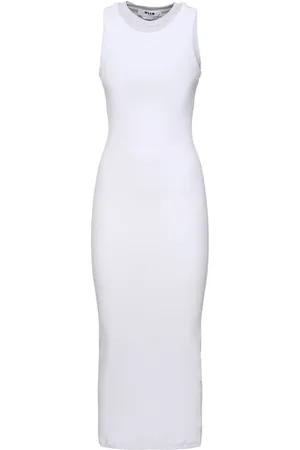 Msgm Cotton Jersey Logo Midi Dress