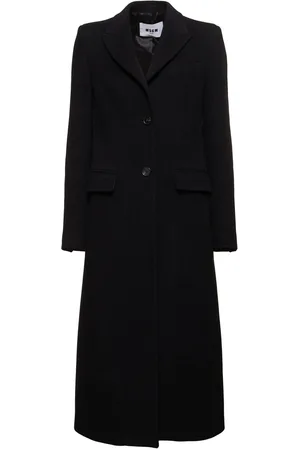 Msgm Wool Blend Felt Single Breast Long Coat