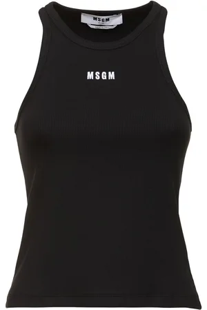 Msgm Cotton Jersey Logo Tank Top