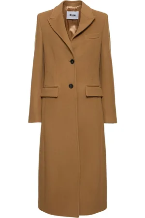 Msgm Wool Blend Felt Single Breast Long Coat