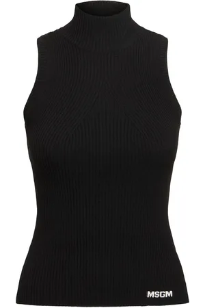Msgm Viscose Blend Knit Turtleneck Top