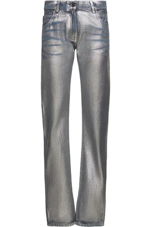 Msgm Silver-coated Denim Low Rise Jeans