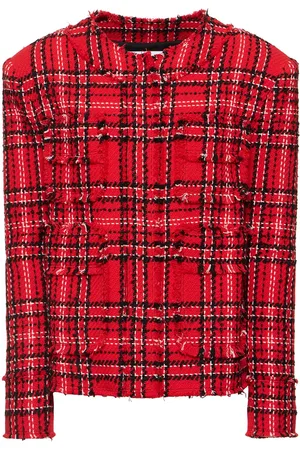 Msgm Tartan Cotton Tweed Jacket