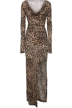 BLUMARINE Printed Wool Jersey Long Dress
