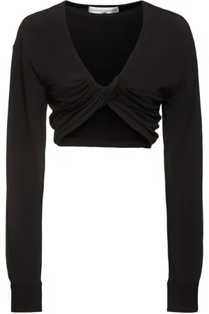 CHRISTOPHER ESBER Vivenda Drape Long Sleeve Cropped Top