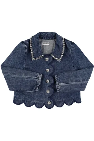 Self-Portrait Embellished Cotton Denim Jacket