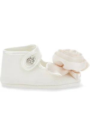 MONNALISA Satin Ballerinas W/ Flower Appliqués