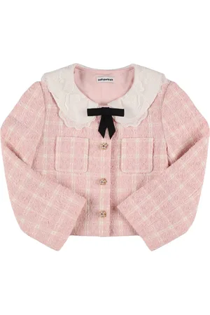 Self-Portrait Check Print Bouclé Cropped Jacket
