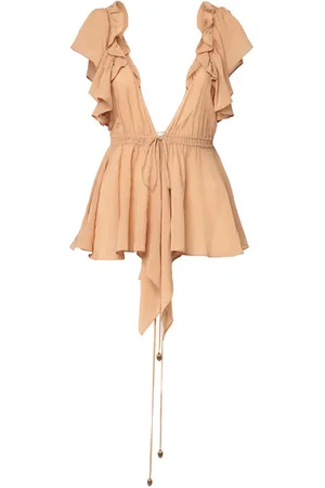 Chloé Ruffled Silk V Neck Top