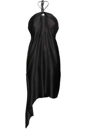 Salvatore Ferragamo Tech Satin Asymmetric Midi Dress