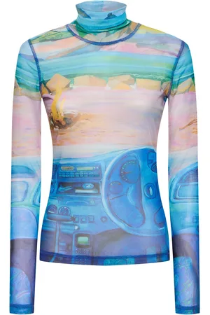 J.W.Anderson Printed Sheer Tech Turtleneck Top