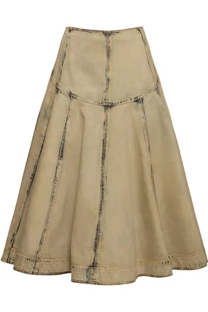 Salvatore Ferragamo Cotton Blend Denim Midi Skirt