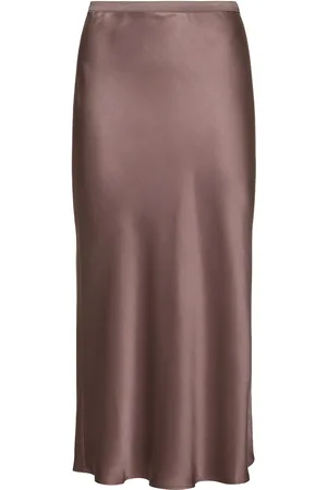 ANINE BING Bar Silk Satin Midi Skirt