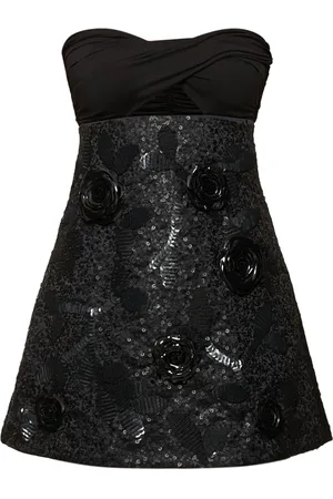 Des Phemmes Sequined Mini Dress W/ Roses