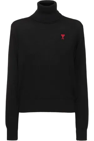 Ami Red Adc Wool Turtleneck Sweater